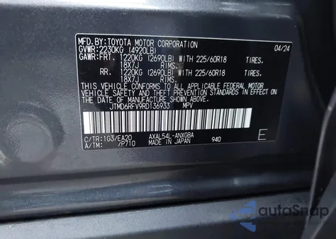 2024 Toyota Rav4 Hybrid Limited from USA, damaged, VIN JTMD6RFV9RD136933